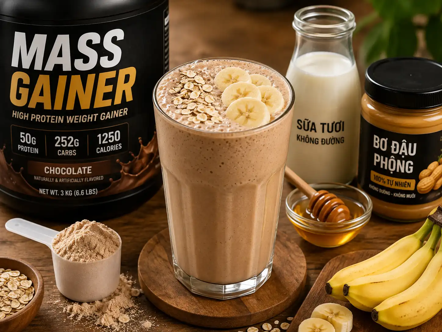 Công Thức Pha Mass Gainer 1100 Calo Tăng Cân BauGym