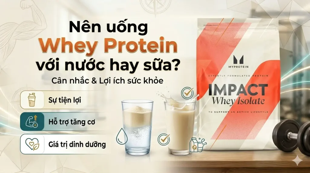 Nên uống Whey Protein với nước hay sữa?