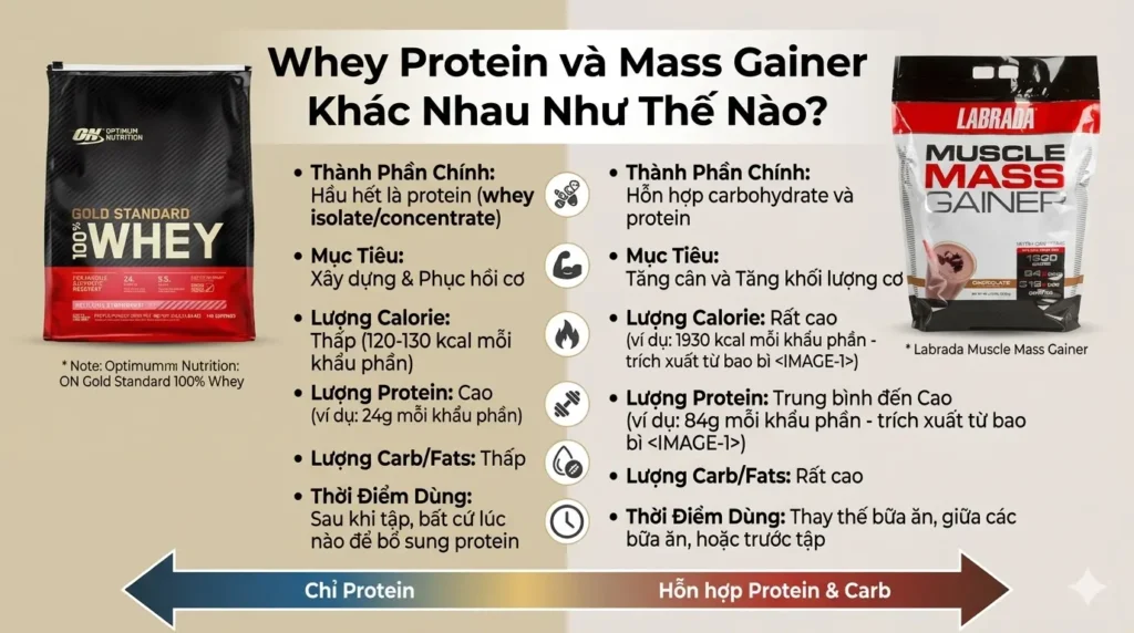 Whey Protein và Mass Gainer khác nhau như thế nào?