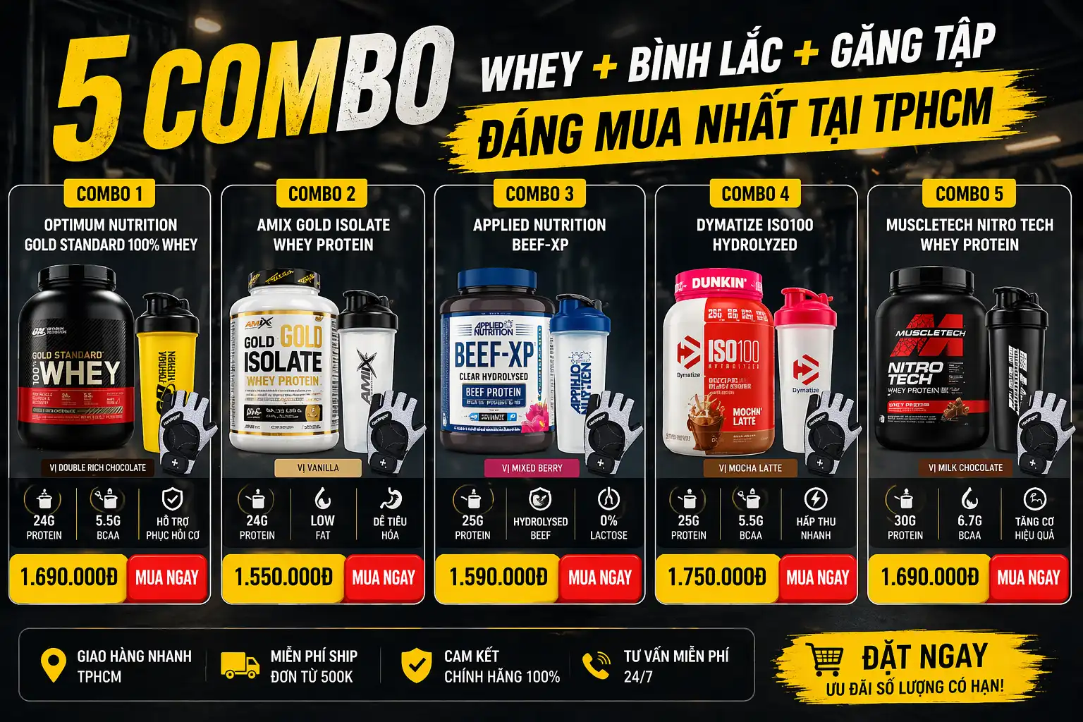 5 combo whey đáng mua
