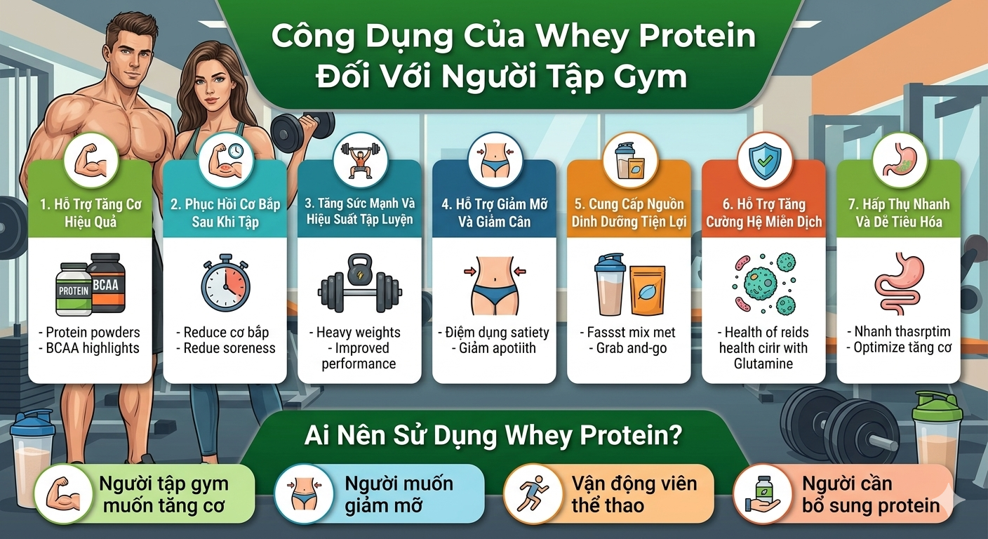 Công dụng của Whey Protein đối với người tập gym - Tổng hợp
