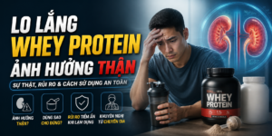 Lo lắng Whey Protein ảnh hưởng thận? Tìm hiểu sự thật khoa học, cách dùng an toàn và lựa chọn Whey phù hợp cho người tập gym.