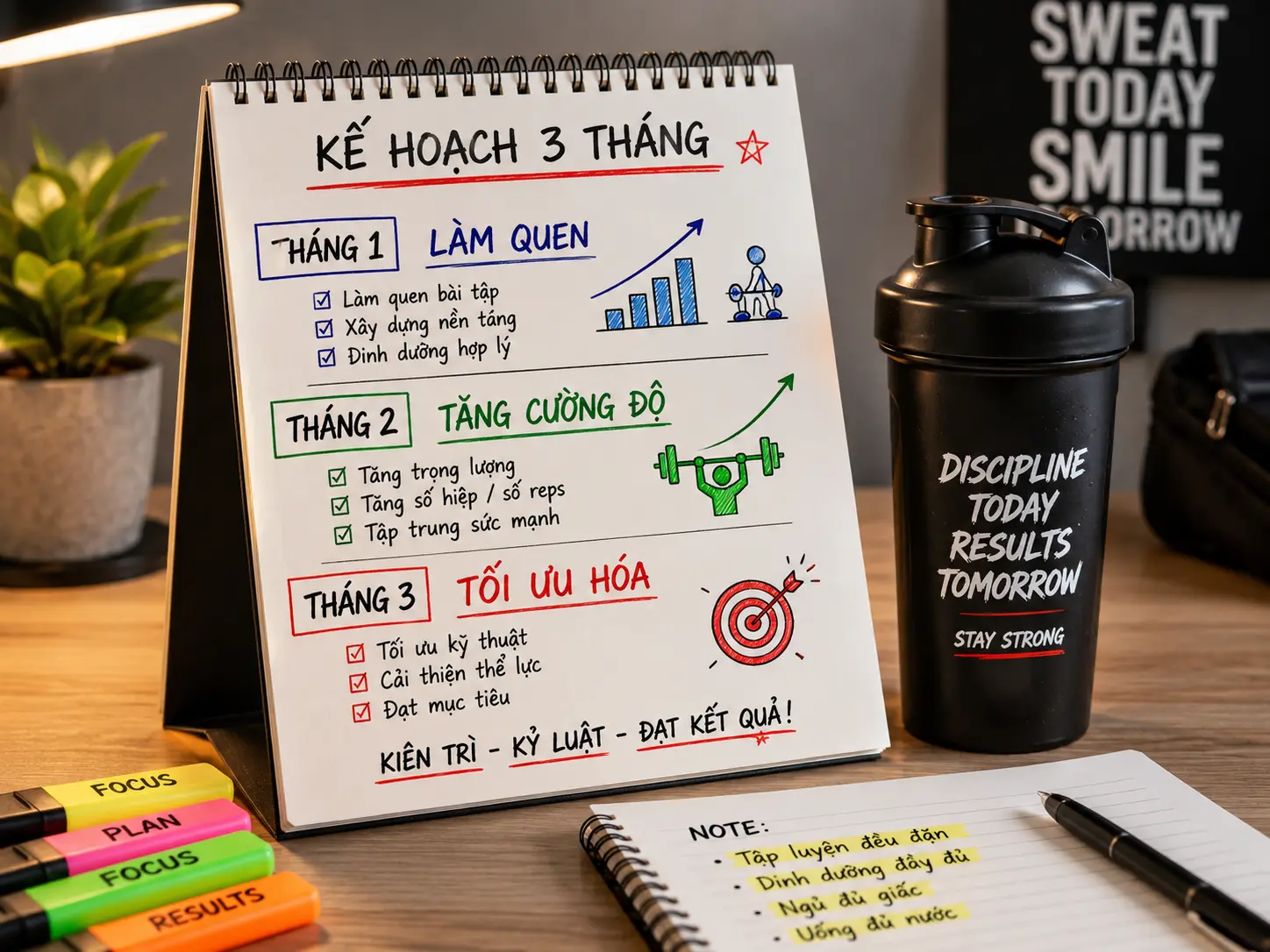 Lịch trình tập luyện và dinh dưỡng hàng ngày